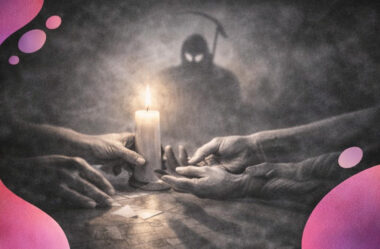 Bougie éclairant une pièce sombre, ombre immense projetée au mur, des mains approchant pour partager la chaleur pour illustrer le webinanire autour du covid-19