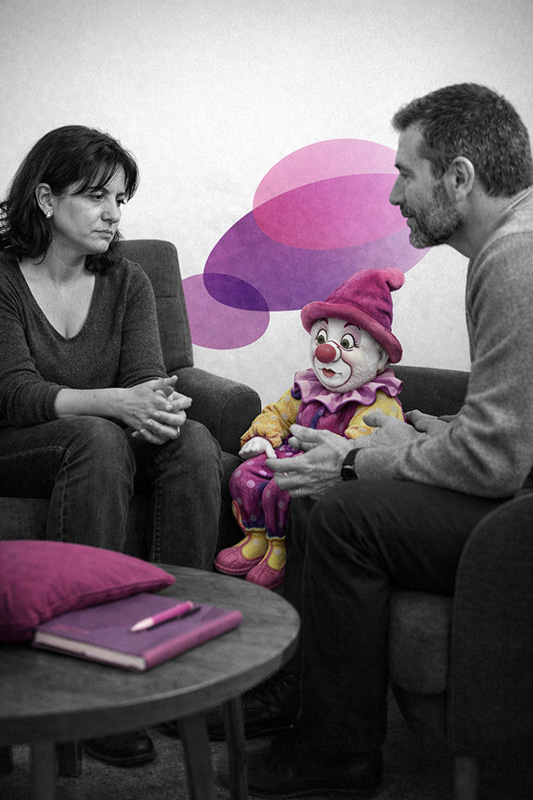 Séance de Thérapie du Lien et des Mondes Relationnels montrant la co-construction thérapeutique autour d’une troisième composante dans l’accompagnement du trauma complexe.