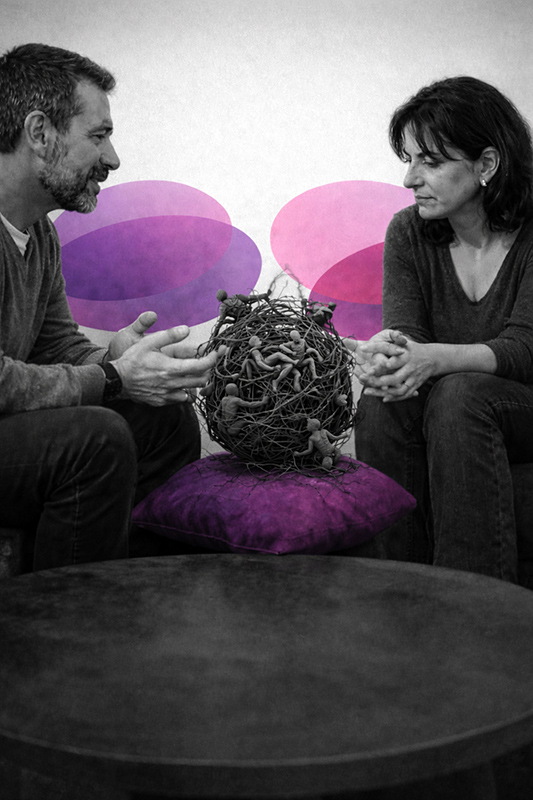 Illustration clinique de la modélisation relationnelle en Thérapie du Lien et des Mondes Relationnels, montrant le travail thérapeutique autour d’un monde relationnel dysfonctionnel.