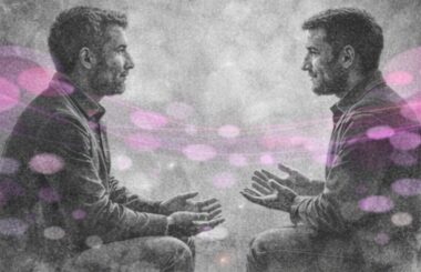 Deux silhouettes assises en face à face dans une posture relationnelle égalitaire