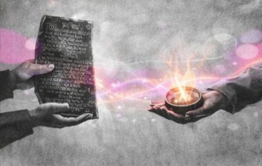 Trois silhouettes adultes tendent la main vers trois enfants, représentant trois orientations possibles de la transmission.