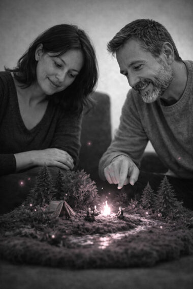 Patient et thérapeute co-construisant un imaginaire partagé en séance, comme support de lien en Thérapie du Lien et des Mondes Relationnels.