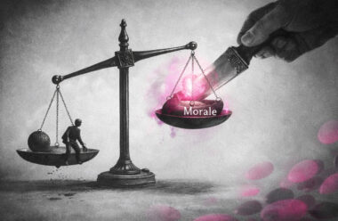 Balance de justice déséquilibrée par un glaive représentant la diabolisation et l’usage moral du pouvoir représentant l'éthique en thérapie