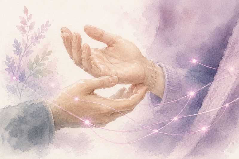 Illustration symbolique du lien comme processus de réaccordage à l’autre et à soi en thérapie