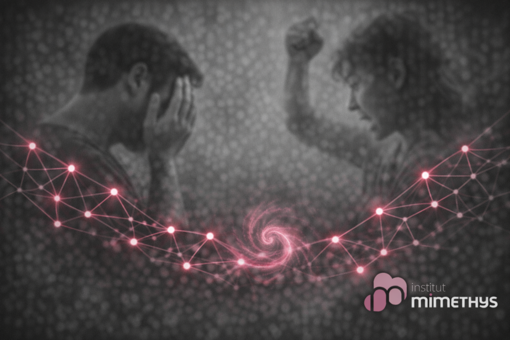 Illustration symbolique des violences dans la relation et de l’accompagnement thérapeutique en hypnothérapie