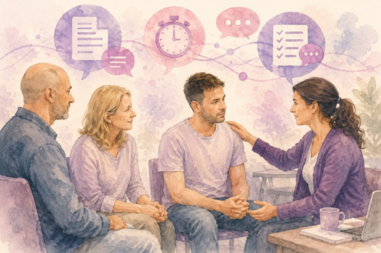 Groupe en formation Mimethys avec supports adaptés, échanges et aménagements pédagogiques pour répondre aux besoins de chacun.