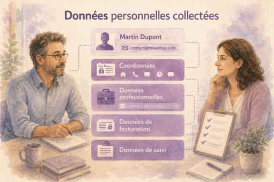 illustration représentant les différents types de données personnelles collectées par l’Institut Mimethys dans le cadre de ses activités