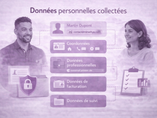 illustration représentant les différents types de données personnelles collectées par l’Institut Mimethys dans le cadre de ses activités