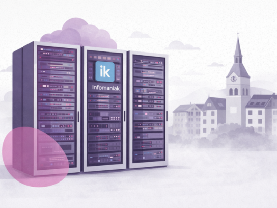 Illustration de l’hébergement du site de l’Institut Mimethys par Infomaniak, représentant une infrastructure serveur sécurisée