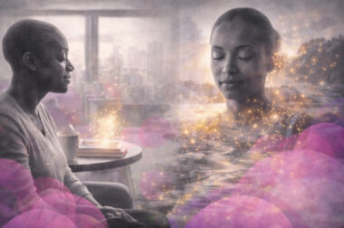 Personne les yeux clos, baignée d’une lumière douce symbolisant l’expérience intérieure en hypnose relationnelle