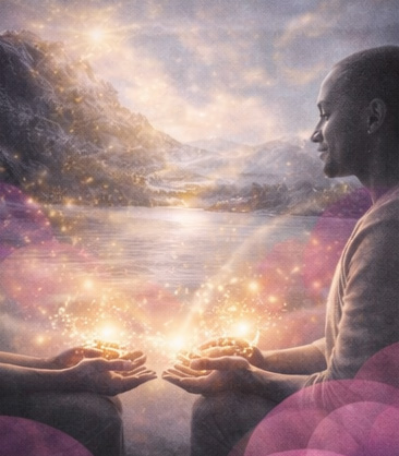 Personne contemplant un paysage lumineux, illustrant la continuité entre absorption naturelle et transe en hypnose