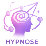 Icône violet et rose représentant une tête stylisée avec une spirale et des orbites, symbolisant la formation en hypnose à l’Institut Mimethys