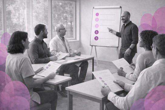 Professionnels en formation regardant les modules successifs de la formation Mimethys.