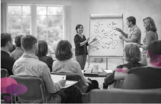 Professionnels en formation analysant un schéma clinique sur paperboard lors d’une séance de supervision Mimethys