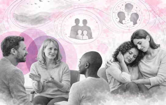 Séance d’échanges et soutien empathique illustrant la TLMR, centrée sur le lien humain et l’accompagnement.