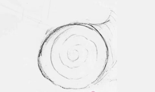 Illustration en noir et blanc montrant une personne réalisant un second dessin dans un autre coin de la feuille, avec des éléments graphiques roses et violets évoquant la représentation d’un problème réglé.