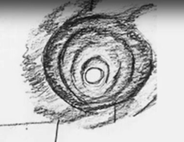 Illustration en noir et blanc montrant une personne réalisant un dessin du problème dans un coin de la feuille, avec des éléments graphiques roses et violets soulignant la mise en forme visuelle de la difficulté vécue.