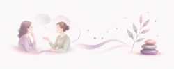 Illustration représentant un échange en hypnose conversationnelle, symbolisant les premiers apprentissages d'une posture clinique ajustée, à travers le dialogue, l'écoute et l'expérience de terrain.
