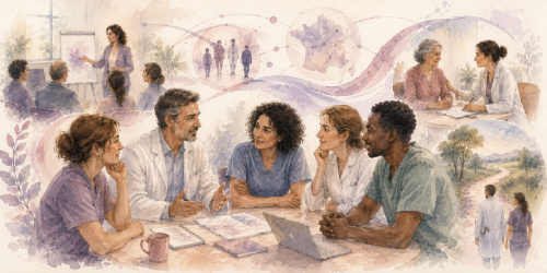 Professionnels de santé réunis dans un contexte de formation illustrant le financement des formations DPC par l’Agence nationale du Développement Professionnel Continu (ANDPC).